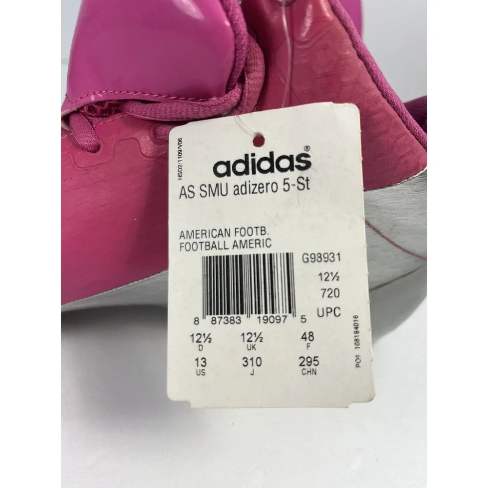 ADIDAS Men's Size 13 Adizero 5 Star Mid Pink & Silver Football Cleats
